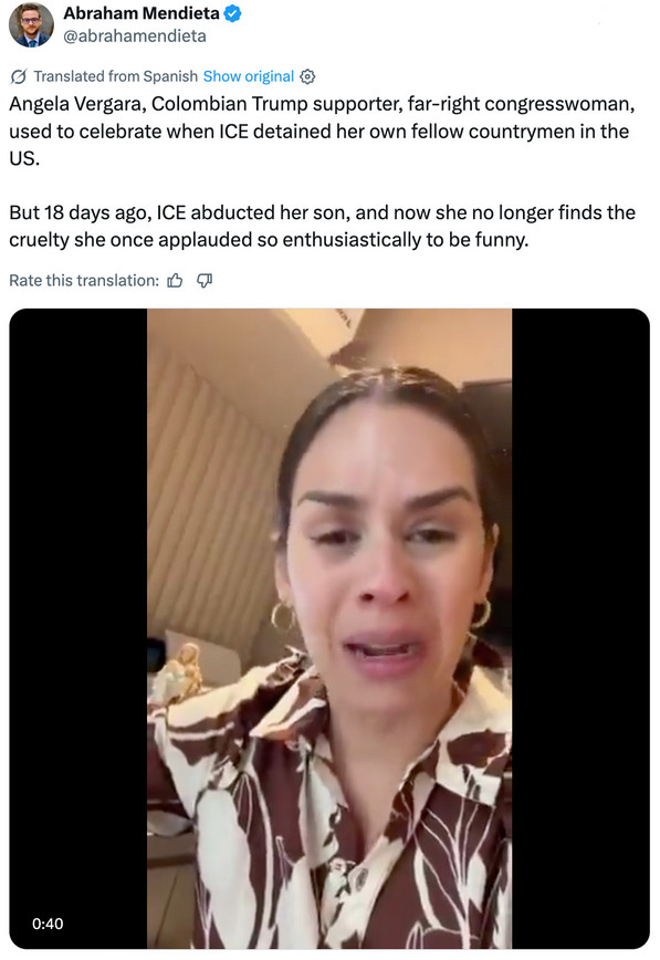 La congresista colombiana Ángela Vergara tiene a su hijo detenido por ICE